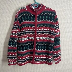 Vintage Heirloom Collectibles Womens Size Large Christmas Sweater Full‎ Zip Ugly